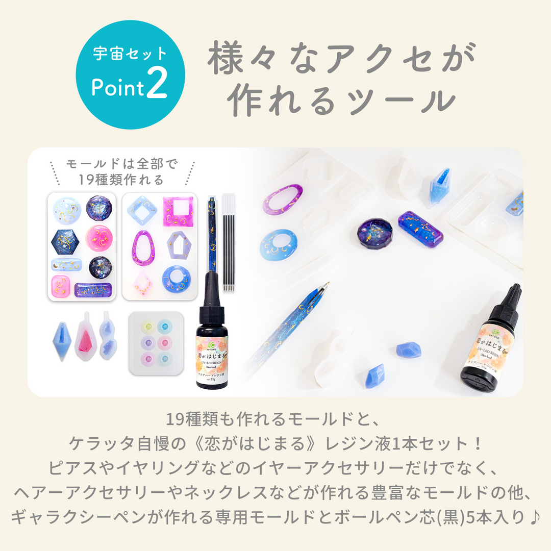 レジンクラフト 素材セット 宇宙キットとフラワーキット