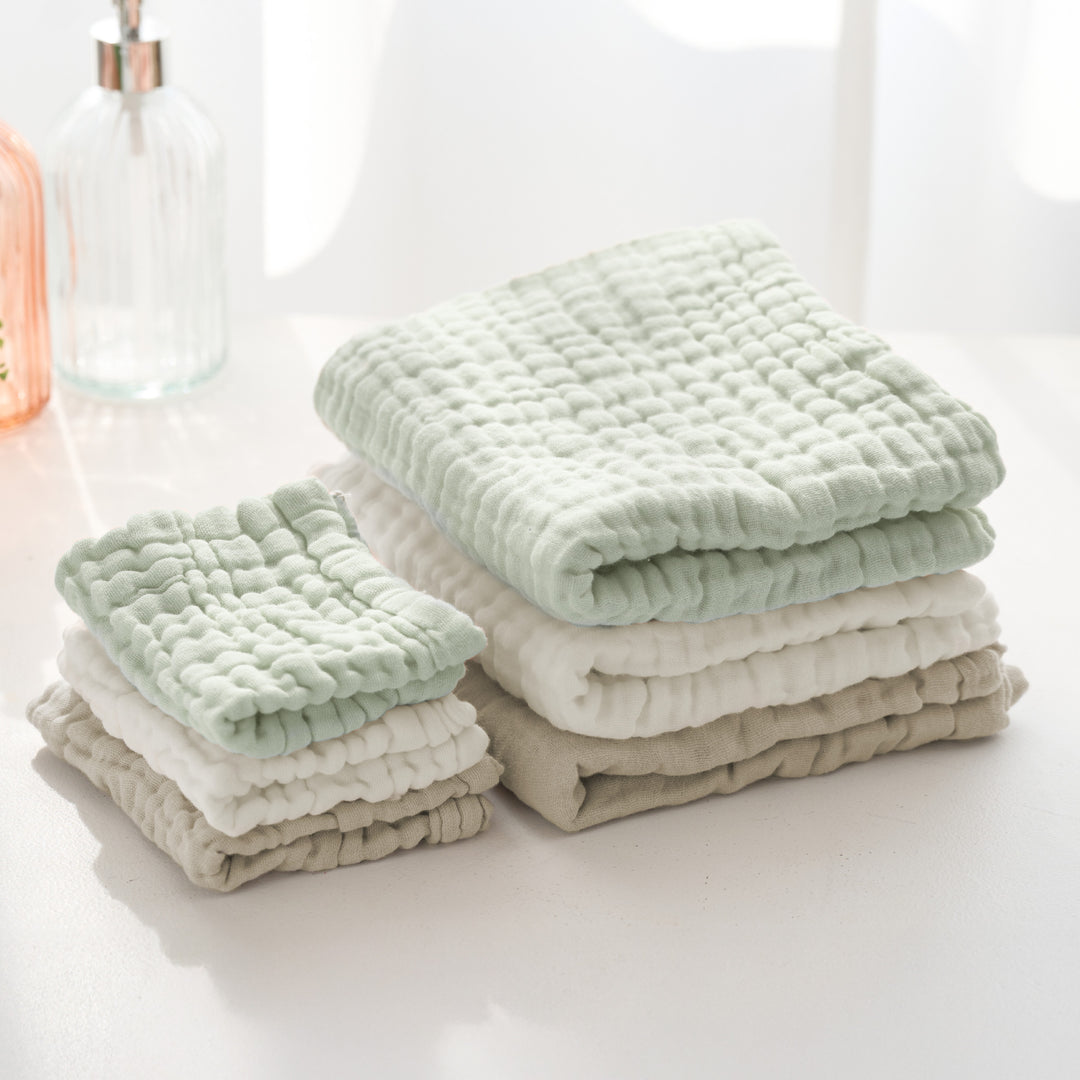 タオル・ハンカチセット（6枚） / グリーン・ベージュ・ホワイト