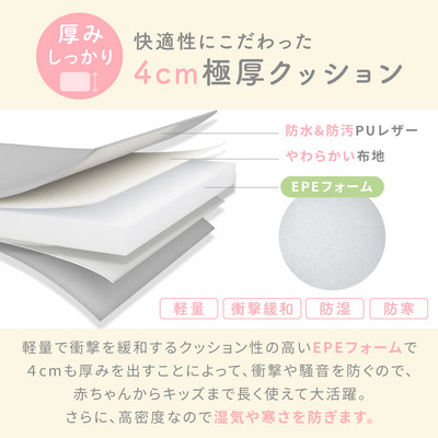 折りたたみシームレスプレイマット 160×120cm（ベージュ×ホワイト）