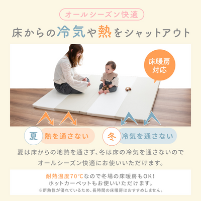 折りたたみシームレスプレイマット 160×120cm（ベージュ×ホワイト）