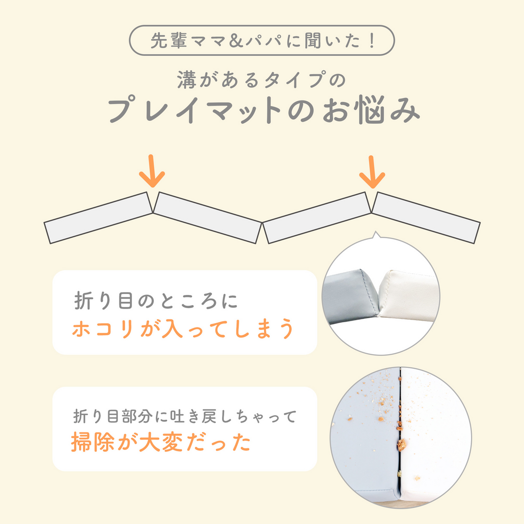 折りたたみシームレスプレイマット 160×120cm（ベージュ×ホワイト）