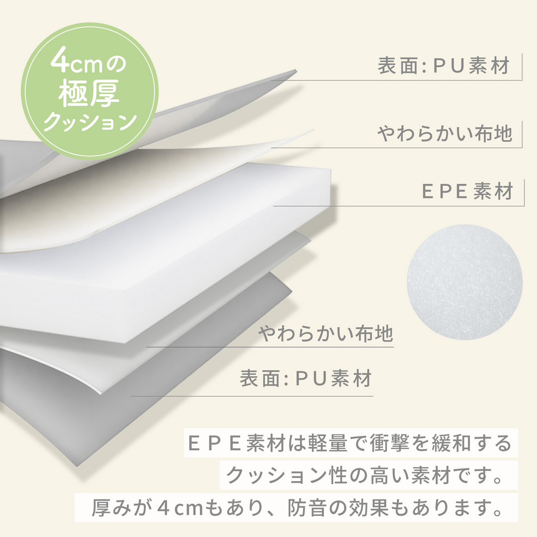 折りたたみプレイマット 200×140cm（グレー×ホワイト）