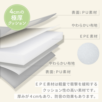 折りたたみプレイマット 200×140cm（グレー×ホワイト）
