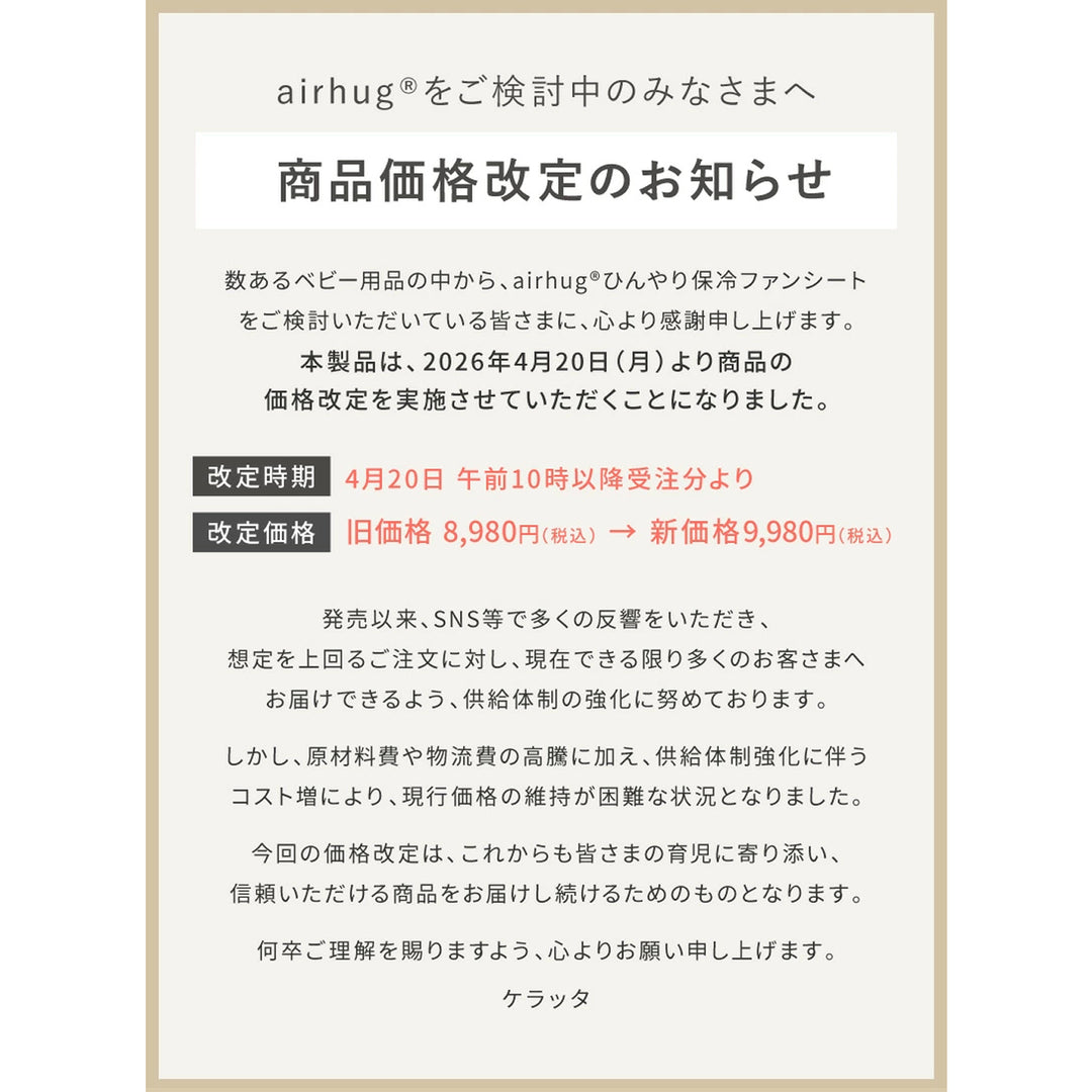 airhug® ひんやり保冷ファンシート