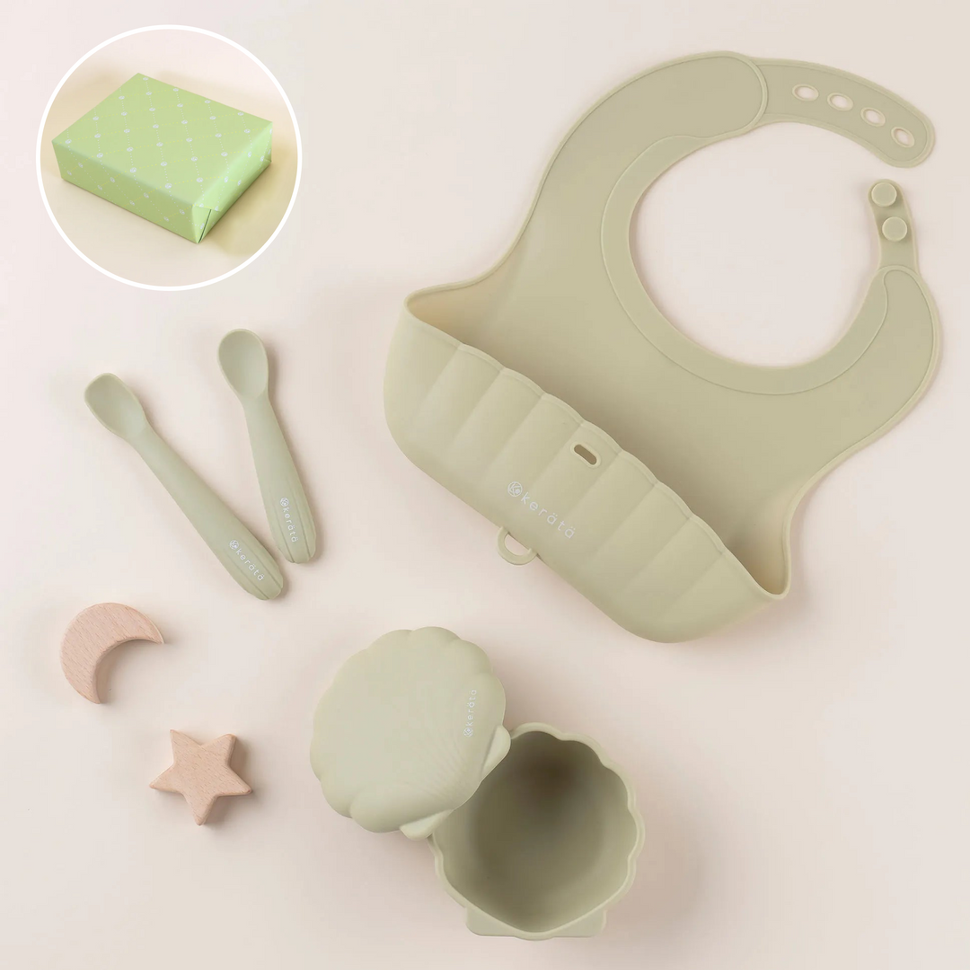 【ギフト】はじめてのもぐもぐを応援！ベビー食器 basic 4点セット（シーウィードグリーン）《ラッピング済み》