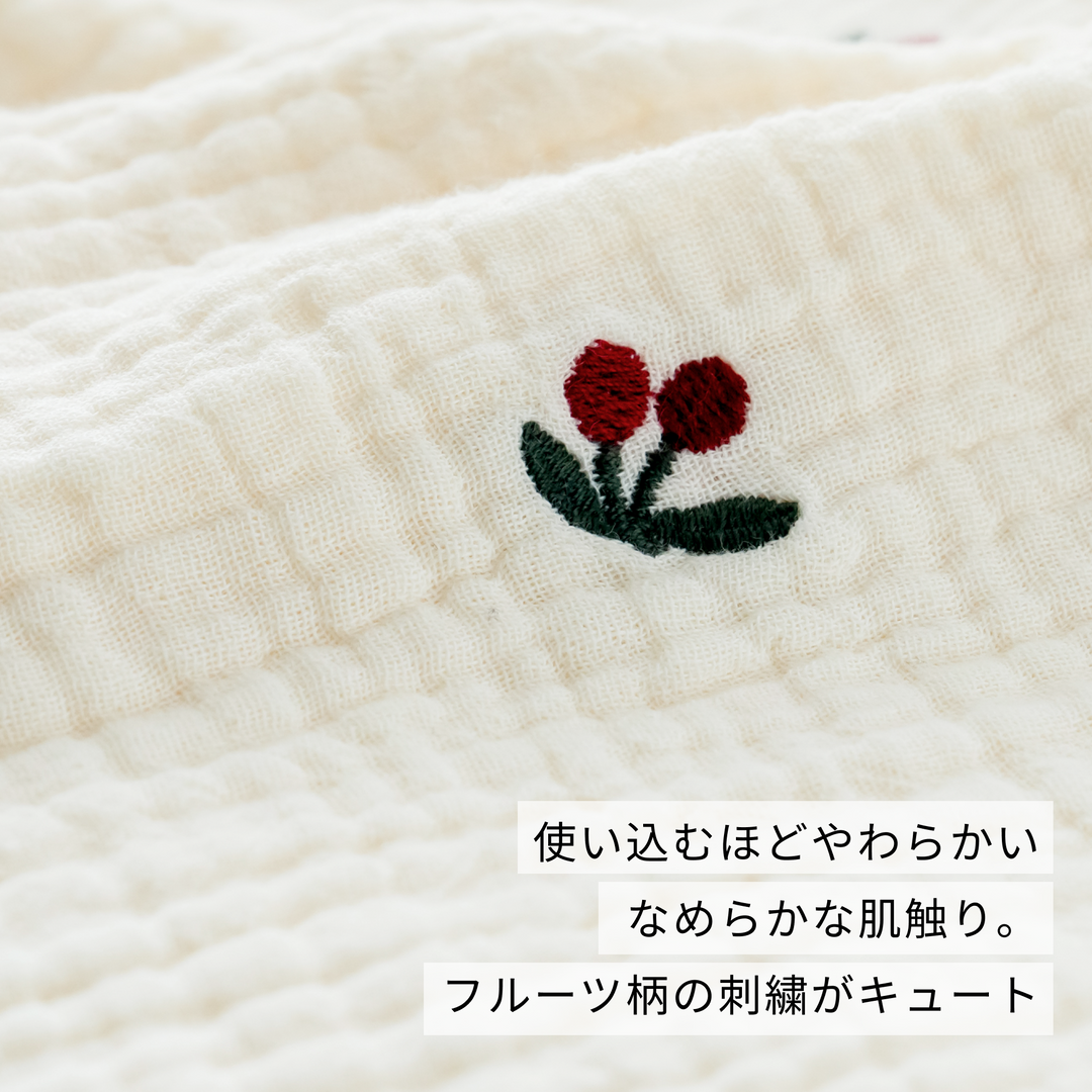 【ギフト】すやすやセット｜6重ガーゼスリーパー1枚+おくるみガーゼ1枚（チェリー×ピンク）《ラッピング済み》